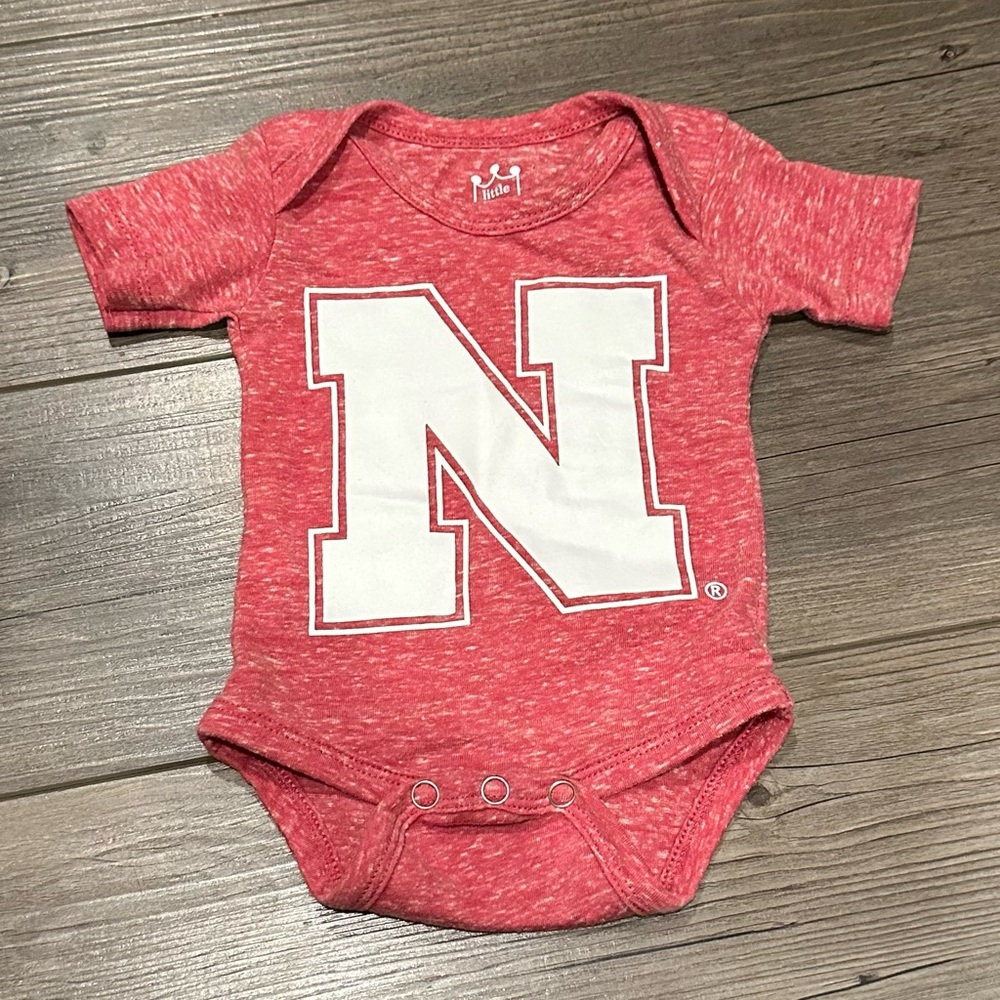 💟 BOGO! Nebraska Cornhuskers UNL short sleeve baby bodysuit red 0-3 months